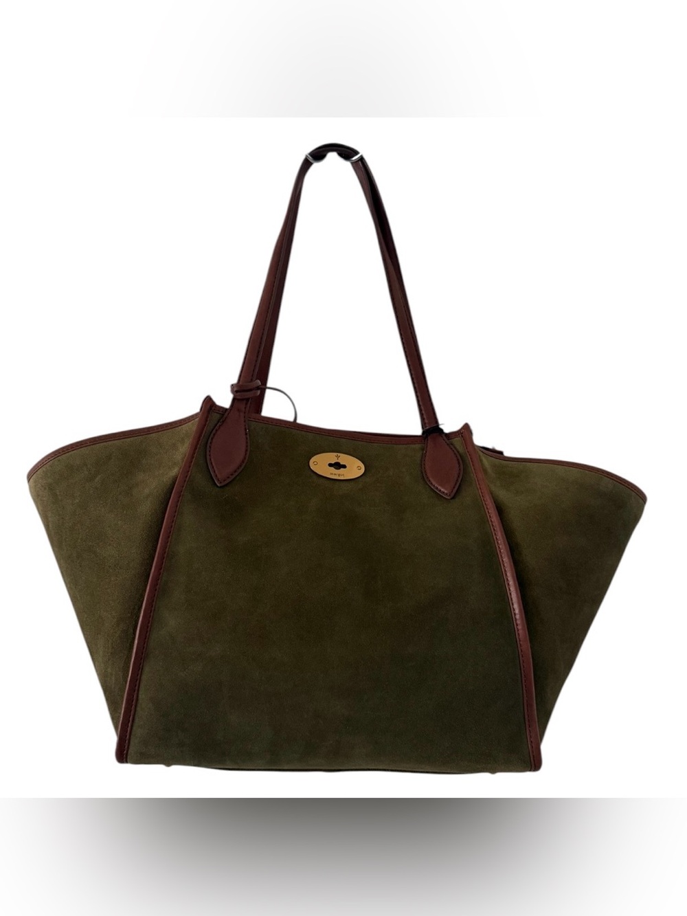 Margot Phoebe LG Tote Olive Green Suede Bag MG3506 NWT